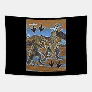 The dinosaur in fight Tapestry