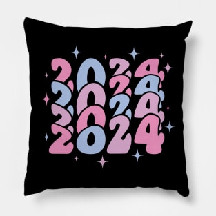 2024 2024 2024 2024 pastel retro wavy Pillow