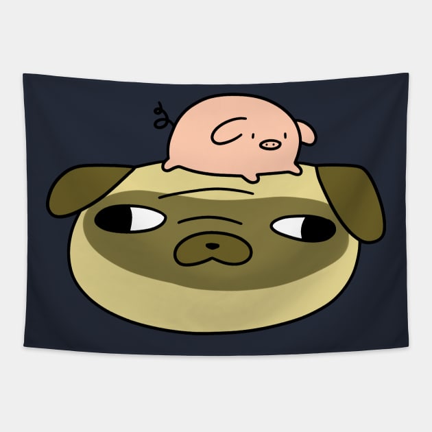 Pug Face and Mini Pig Tapestry by saradaboru