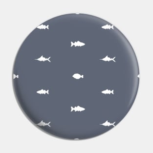 Blue white fish hand drawn silhouette pattern Pin