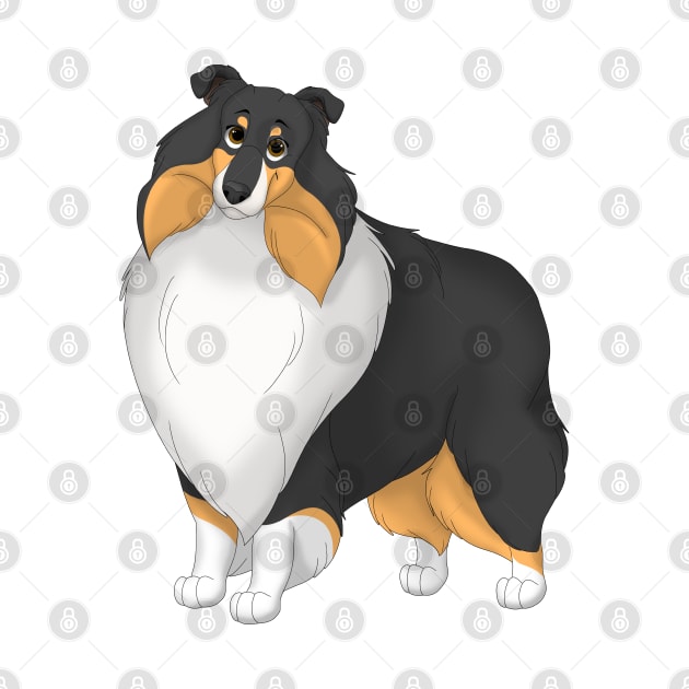 White, Black & Tan Rough Collie Dog by millersye