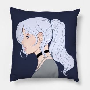 Blue Haired Girl Pillow