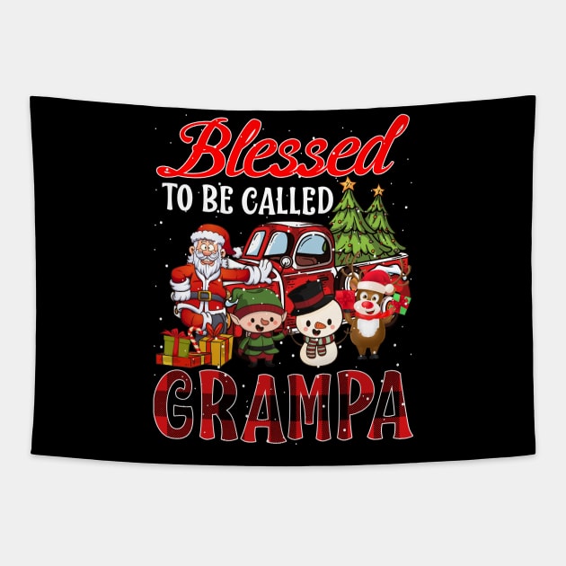 Blessed To Be Called Grampa Christmas Buffalo Plaid Truck Tapestry by intelus
