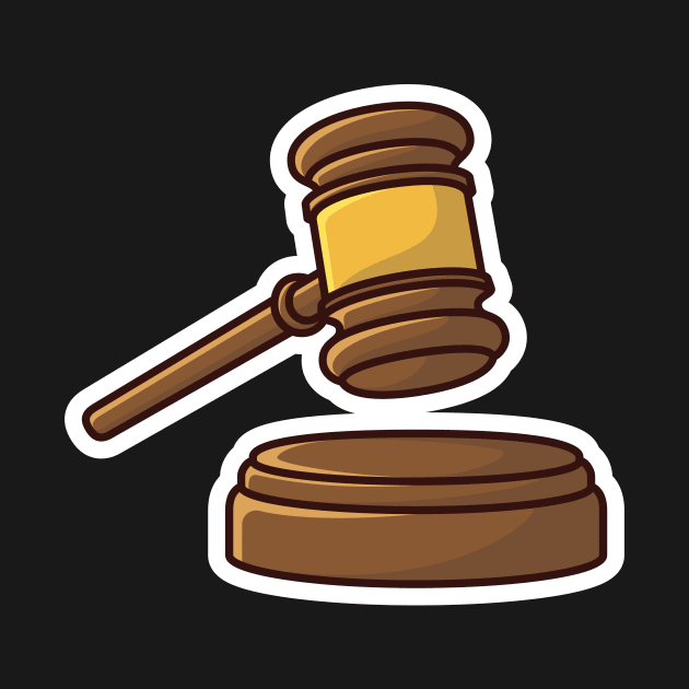 Wooden Judge Gavel and Soundboard Sticker vector illustration. Justice hammer sign icon concept. Law and justice concept. by AlviStudio