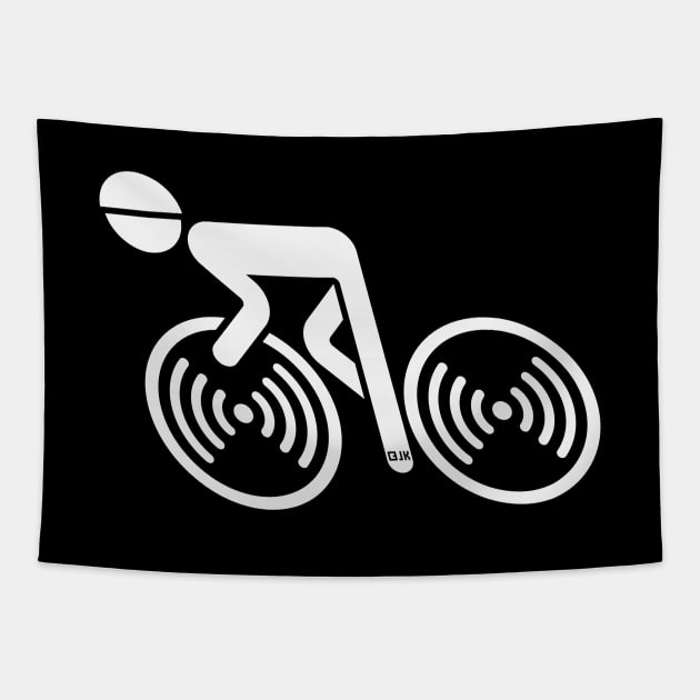 Racing Cyclist (Racer, Road Bike, Bicycle / L<–R / White) Tapestry by MrFaulbaum