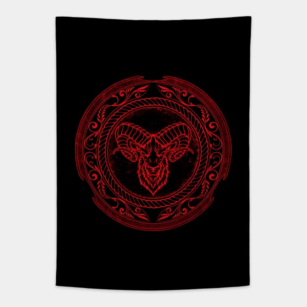 Viking Celtic Ram Aries Zodiac Tapestry by NicGrayTees