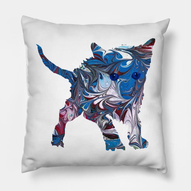 Pouncing Kitten, or Hubris of the Miniature God of War Pillow by MarbleCloud