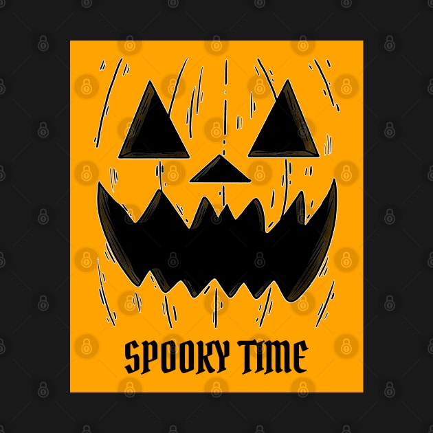 Spooky Time Pumpkin Orange Background by Space Cadet Tees