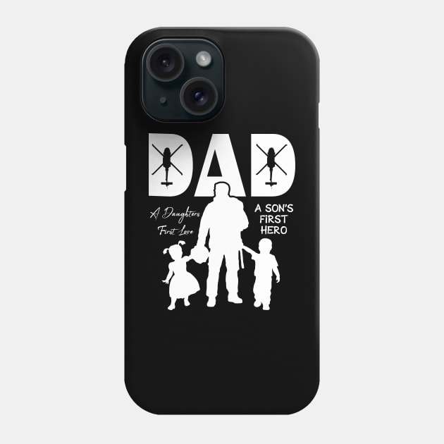 Blackhawk - Dad, A Daughter's First Love, A Son's First Hero Phone Case by Aviation Designs