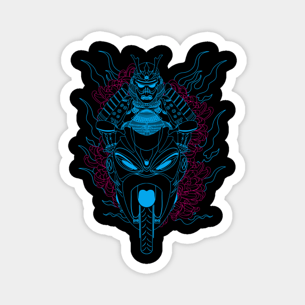 Samurai Motorbike Magnet by Thrylos Store