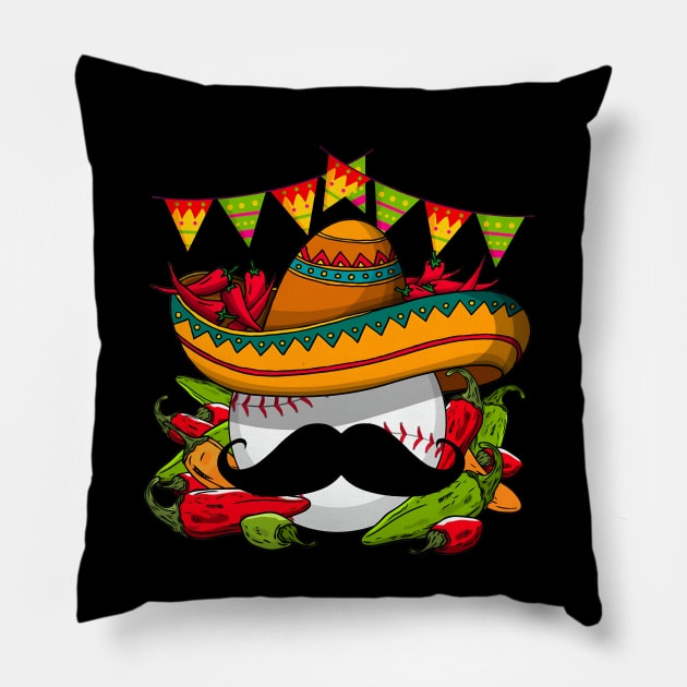 Cinco De Mayo Baseball Mexican Sombrero Funny Baseball Lover Pillow by Satansplain, Dr. Schitz