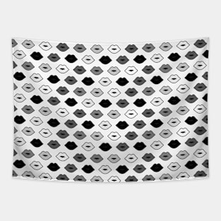 Lips White Pattern Tapestry