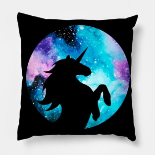 Rearing Galaxy Unicorn Silhouette Pillow