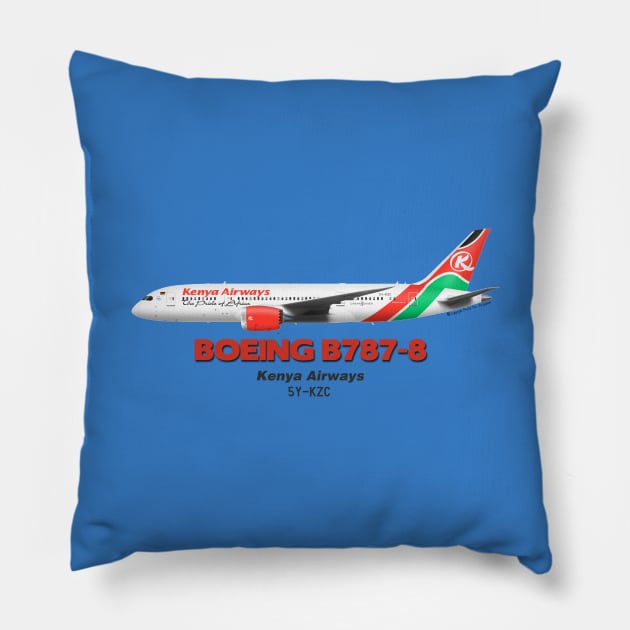 Boeing B787-8 - Kenya Airways Pillow by TheArtofFlying