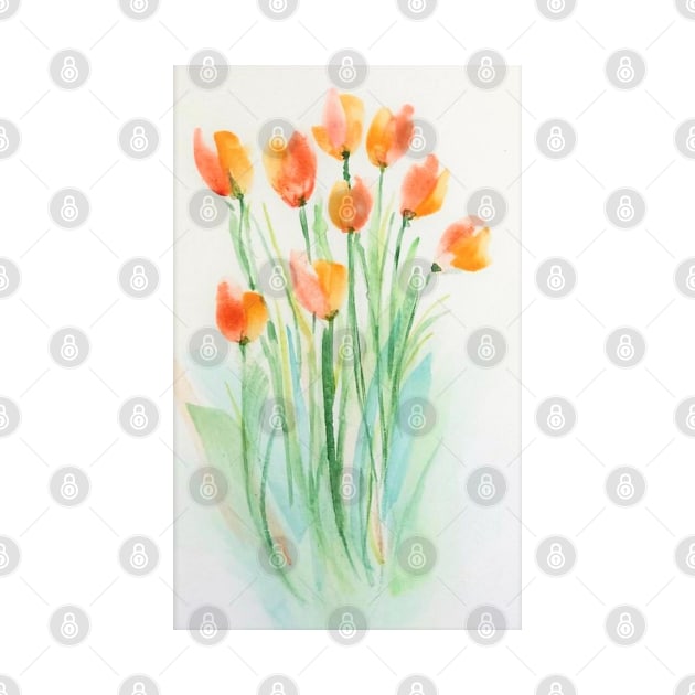 Bunch of Tulips in Watercolor by Tstafford