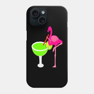 Funny flamingo drinking a margarita Phone Case