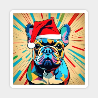 Frenchie Wearing A Santa Hat Funny Puppy Magnet