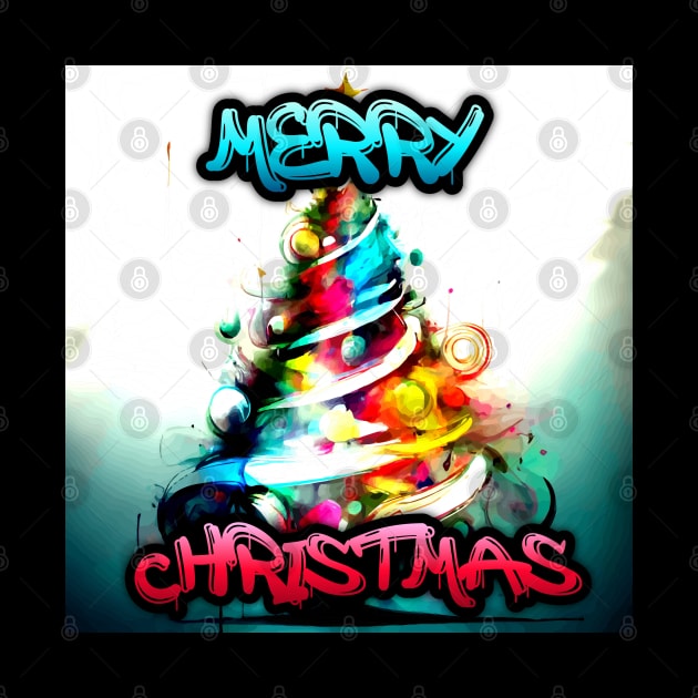 Merry Christmas - Beautiful Christmas Tree - Winter Graphic Graffiti Art - Holiday Gift by MaystarUniverse