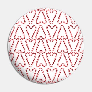 Candy Cane Hearts on white Pin