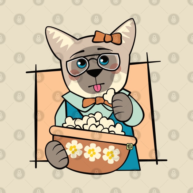 Siamese Cat Popcorn Movies by Sue Cervenka