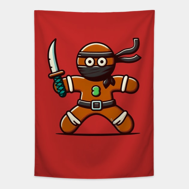 Ninjabread man with sword Tapestry by Sketchy