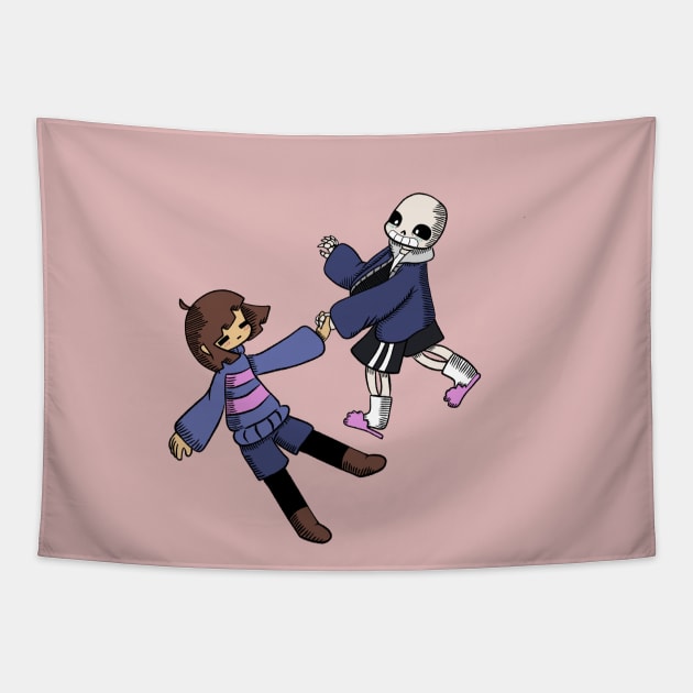 Sans and Frisk Tapestry by KunkyTheRoid