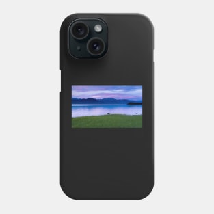 Calm sunset evening landscape of Lake Laberge Yukon YT Canada Phone Case