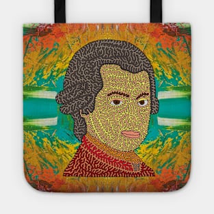 Mozart Portrait with Abstract Background Tote