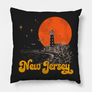 Vintage State of New Jersey Mid Century Distressed Aesthetic Pillow