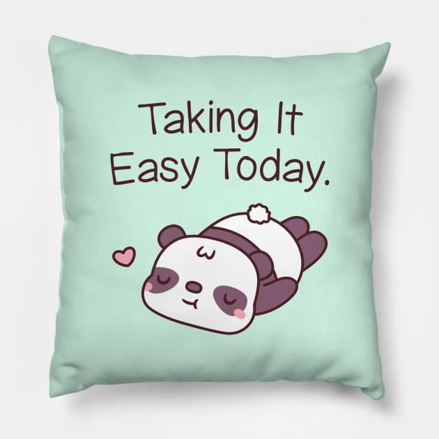 Cute Panda Bear Taking It Easy Today Pillow by rustydoodle