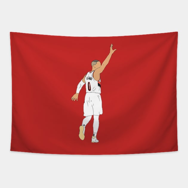 Damian Lillard Waves Goodbye Tapestry by etheleastman