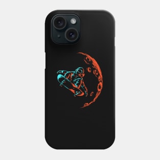 Skateboard and astronaut on the moon Phone Case