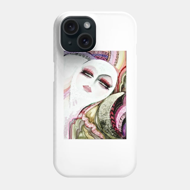 PASTEL  DOLLY GIRL IN THE MOON  GOLD  ART DECO POSTER DESIGN PRINT Phone Case by jacquline8689