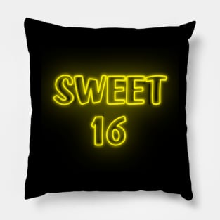 Sweet 16 Neon Yellow Pillow