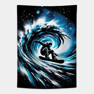 Snowboarder Surfer Snowboard Snow Wave Grunge Tapestry