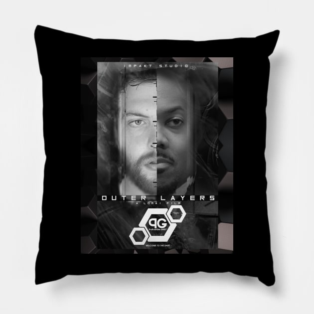 PARADIGM GREY OUTERLAYERS MOVIE SHIRT Pillow by IMPAKTSTUDIO