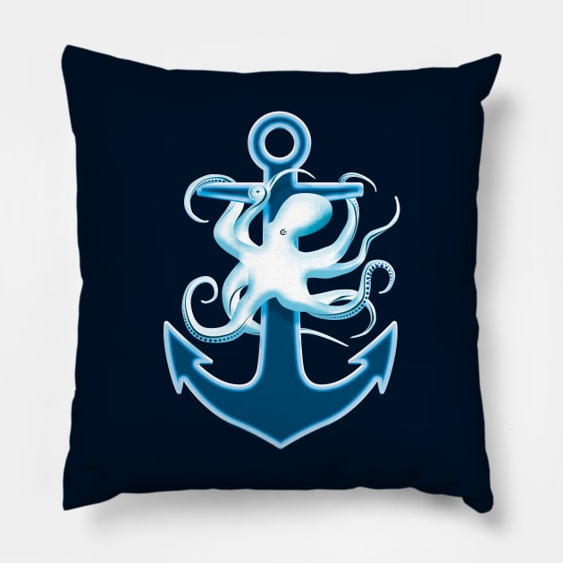 Anchor And Octopus Graphic Design Pillow by TMBTM