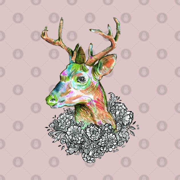 Floral Deer 2. by FanitsaArt