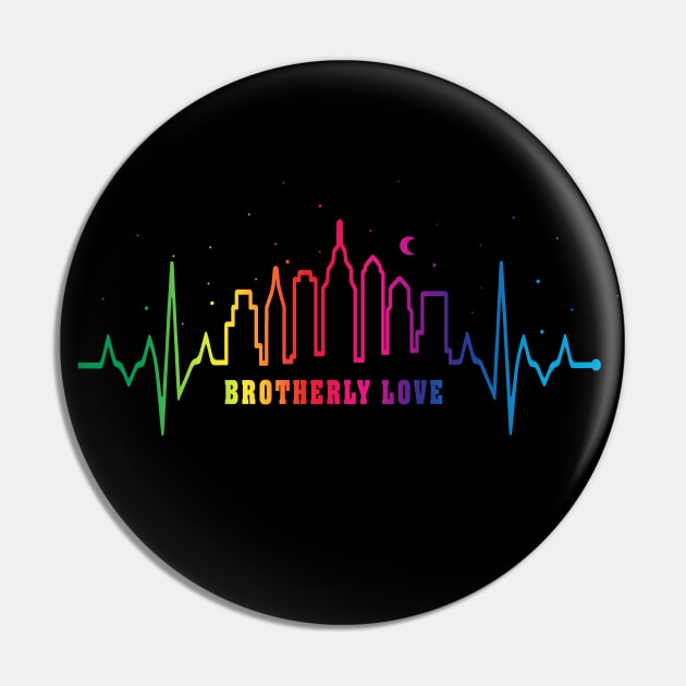 Brotherly Love Philadelphia Pride Philly Skyline Pin by TeeCreations