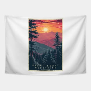 Great Smoky Mountains national park travel poster Tapestry