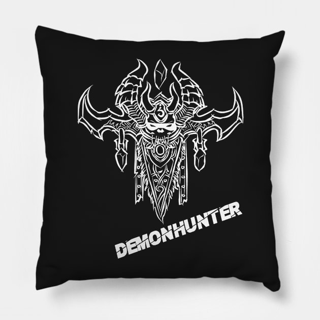 Demonhunter Crest (White) Pillow by DeLyss-Iouz