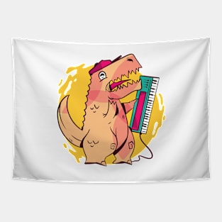 Stylish rex dinosaur playing music Tapestry