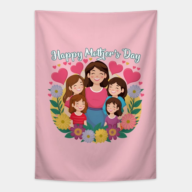 Mom’s Heart Garden: A Floral Tribute for Mother’s Day Tapestry by AZ_DESIGN