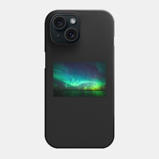 Northern lights glow over lake Phone Case