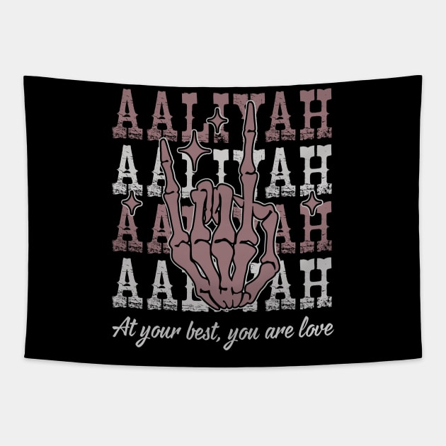 At Your Best, You Are Love You're A Positive Motivating Force Within My Life Love Music Skeleton Hand Tapestry by GodeleineBesnard