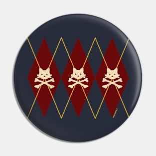 Kitty X-Bones Argyle Maroon Pin