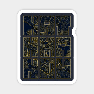 Kathmandu, Nepal City Map Typography - Gold Art Deco Magnet