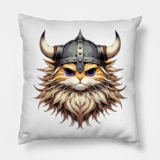 Angry Viking Warrior Cat Norse Mythology Anime Portrait Pillow