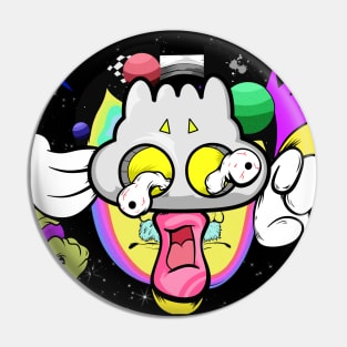 Trippy Slluks fatty boy character is spacing out illustration Pin