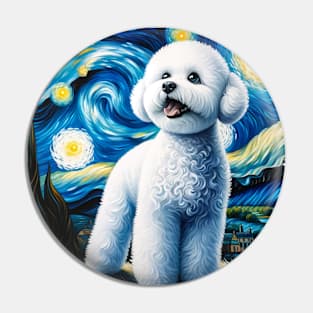 Starry Bichon Frisé Dog Portrait - Pet Portrait Pin